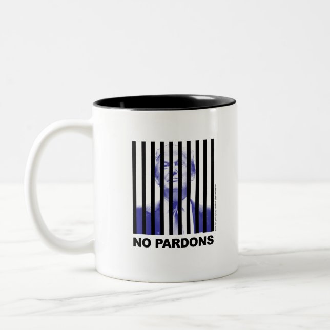 Trump Behind Bars - No Pardons 2 Two-Tone Coffee Mug (Left)