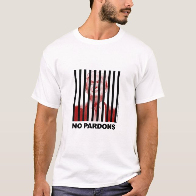 Trump Behind Bars -- No Pardons T-Shirt (Front)