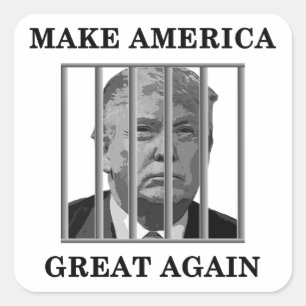 Trump Behind Bars Square Sticker