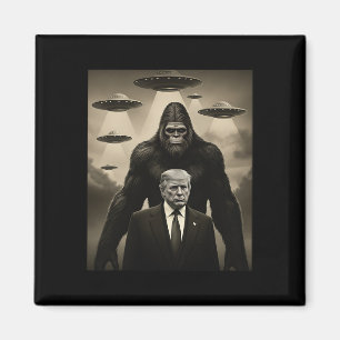 Trump Bigfoot Ufo Alien Encounter Invasion Uap Fun Magnet