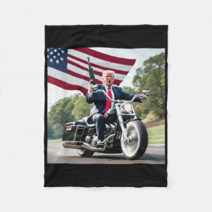 Trump Biker Bad  Fleece Blanket