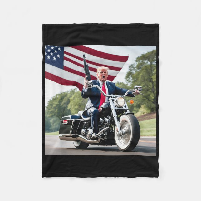 Trump Biker Bad  Fleece Blanket (Front)