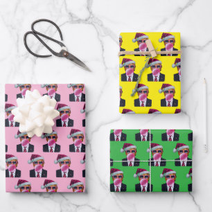 Trump Blowing Bubble Gum Christmas Wrapping Paper Sheet