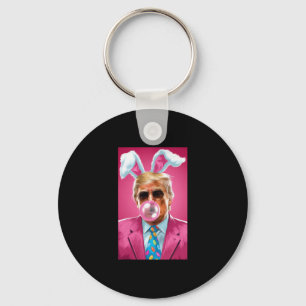 Trump Blowing Bubble Gum Political Republican East Key Ring