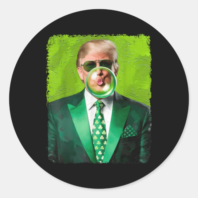 Trump Blowing Bubble Gum Political Republican St Classic Round Sticker (Front)