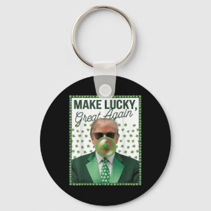 Trump Blowing Bubble Gum St. Patricks Day Funny Key Ring