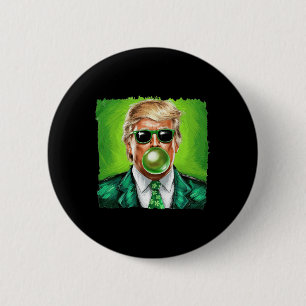 Trump Blowing Bubble Gum St. Patrick's Day Green S 6 Cm Round Badge