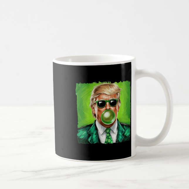 Trump Blowing Bubble Gum St. Patrick's Day Green S Coffee Mug (Right)