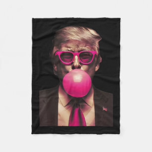 Trump Bubble Gum Funny  Fleece Blanket