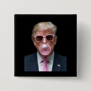 Trump Bubble Gum Pink Funny USA President 15 Cm Square Badge