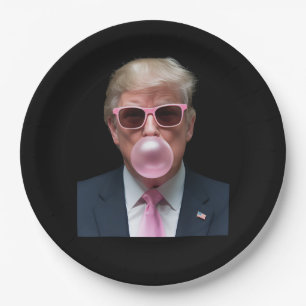 Trump Bubble Gum Pink Funny USA President Paper Plate