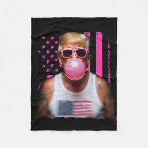 Trump Bubble Gum Pink Sungles Usa Flag Funny _1 Fleece Blanket