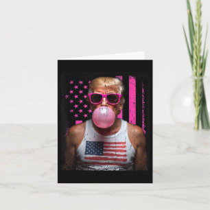Trump Bubble Gum Pink Sungles Usa Flag Funny _2  Card