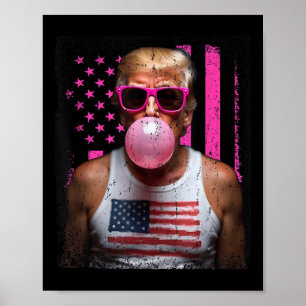 Trump Bubble Gum Pink Sungles Usa Flag Funny _2  Poster