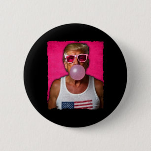Trump Bubble Gum Pink Sungles Usa Flag Funny 6 Cm Round Badge