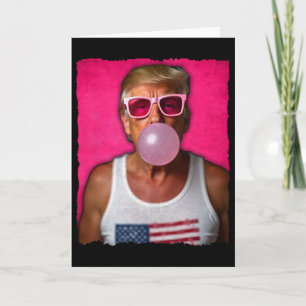 Trump Bubble Gum Pink Sungles Usa Flag Funny Card