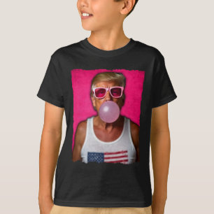 Trump Bubble Gum Pink Sungles Usa Flag Funny T-Shirt