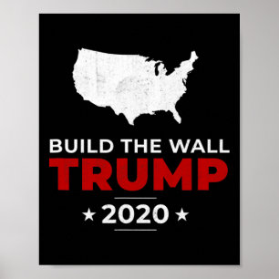 Trump Build The Wall Pro Usa Conservative Vintage  Poster