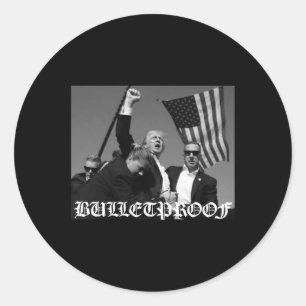 Trump Bulletproof Old English Font Classic Round Sticker