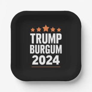 Trump Burgum for President 2024 USA Election Paper Plate