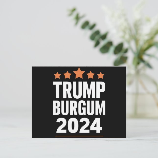 Trump Burgum for President 2024 USA Election Postcard (Standing Front)