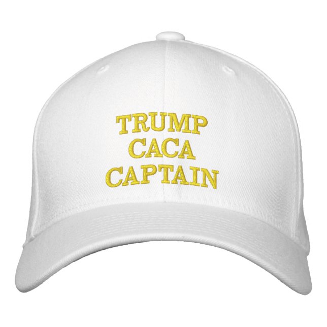 Trump Caca Captain White Baseball Cap (Front)