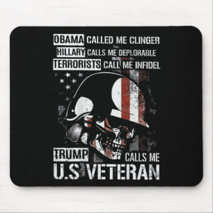 Trump Calls Me U.s Veteran Skull American Flag (on Mouse Mat