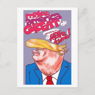 trump cartoon portrait postcard