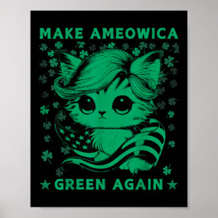 Trump Cat Kitten Make Ameowica Green Again Usa Poster