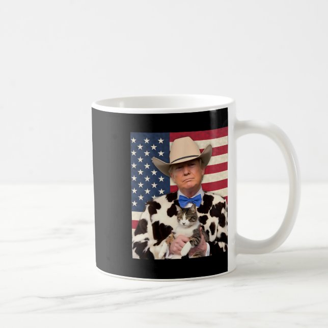 Trump Cat Shirt Funny Cowboy Donald Trump 2024 Ame Coffee Mug (Right)