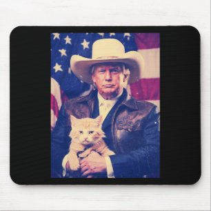 Trump Cat Shirt Funny Cowboy Donald Trump 2024 Ame Mouse Mat