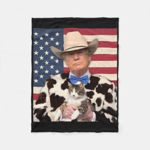 Trump Cat Shirt Funny Cowboy Donald Trump 2025 Ame Fleece Blanket