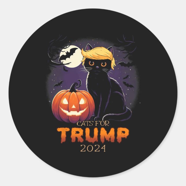 Trump Cat Shirts Black Cat Halloween Costume Cat L Classic Round Sticker (Front)