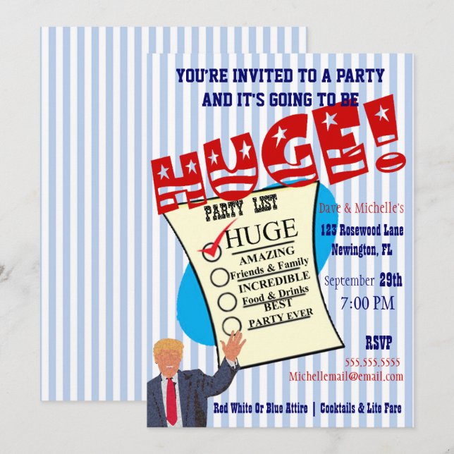 Trump Celebrate Your HUGE Milestone Party Invitation (Front/Back)