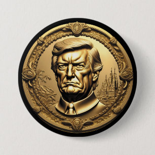 TRUMP CGI Collectable Gold Art-Coin Doubloon 7.5 Cm Round Badge