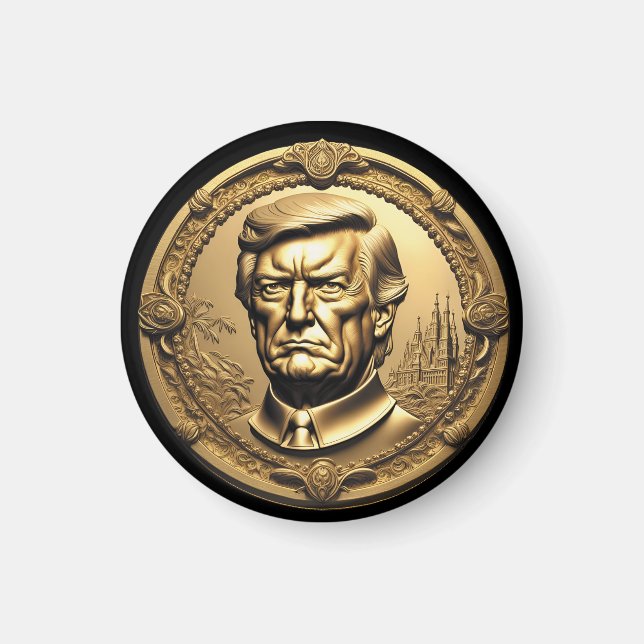 TRUMP CGI Collectable Gold Art-Coin Doubloon Magnet (Front)