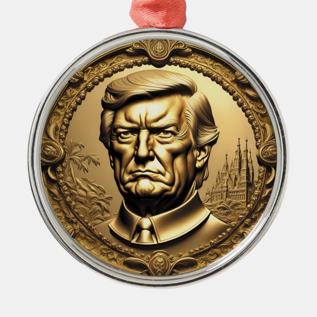 TRUMP CGI Collectable Gold Art-Coin Doubloon Metal Tree Decoration (Front)