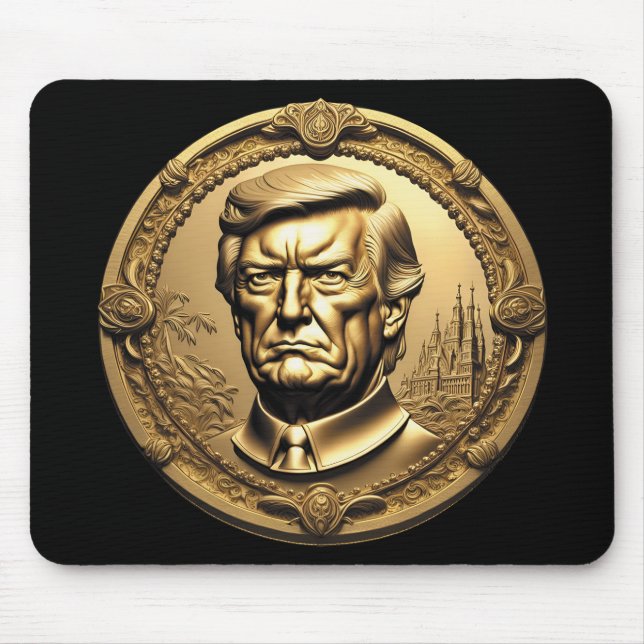 TRUMP CGI Collectable Gold Art-Coin Doubloon Mouse Mat (Front)