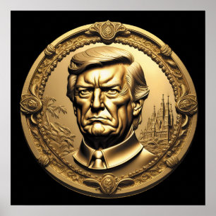 TRUMP CGI Collectable Gold Art-Coin Doubloon Poster