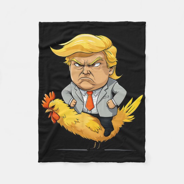 Trump Chicken Jockey Satire - Funny Political Humo Fleece Blanket (Front)