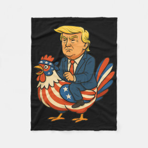 Trump Chicken Jockey Satire - Funny Political Humo Fleece Blanket