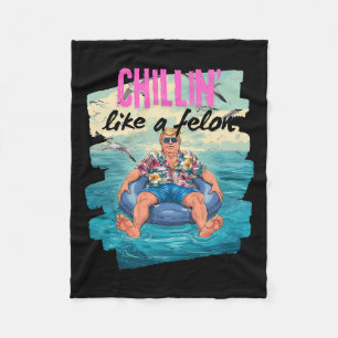 Trump Chillin Like A Felon Summer Retro Pool Float Fleece Blanket