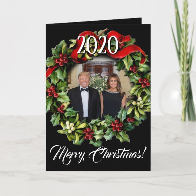 Trump Christmas 2020 Wreath Photo Holiday Greeting (Front)