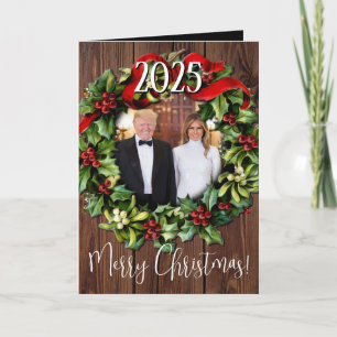 Trump Christmas 2023 Wreath Photo Holiday Greeting Card