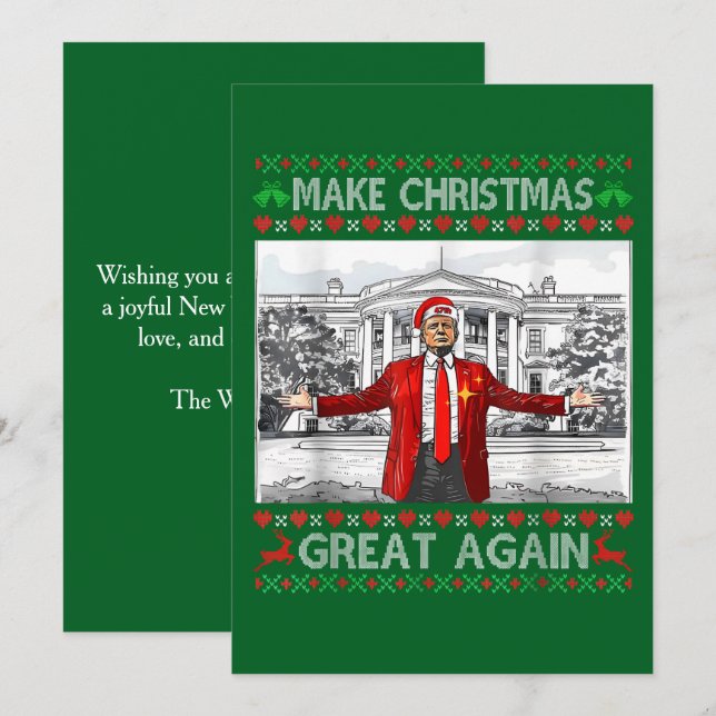 Trump Christmas Card, Make Christmas Great Again Holiday Card (Front/Back)
