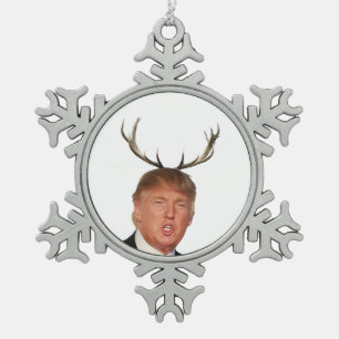 Trump Christmas: Deer Mr. President Snowflake Pewter Christmas Ornament