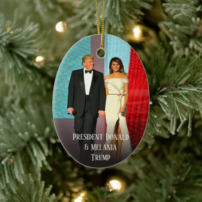 Trump Christmas Elegant Donald and Melania Ceramic Tree Decoration (Tree)