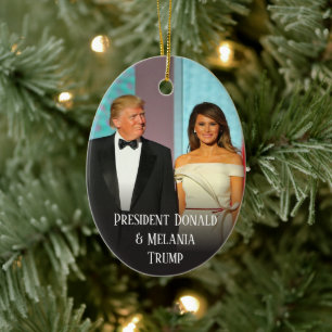 Trump Christmas Elegant Donald and Melania Trump Ceramic Tree Decoration