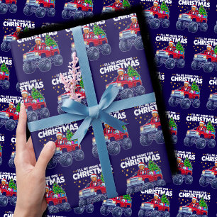 Trump Christmas   I'll Be Home for Christmas Blue Wrapping Paper