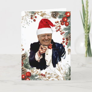 Trump Christmas Poinsettias & Berries Card